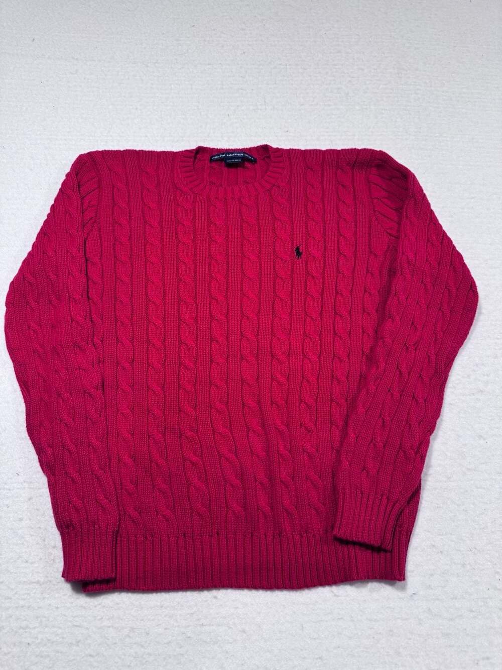 Ralph Lauren Golf Red Cable Knit Crewneck Sweater Women’s Small